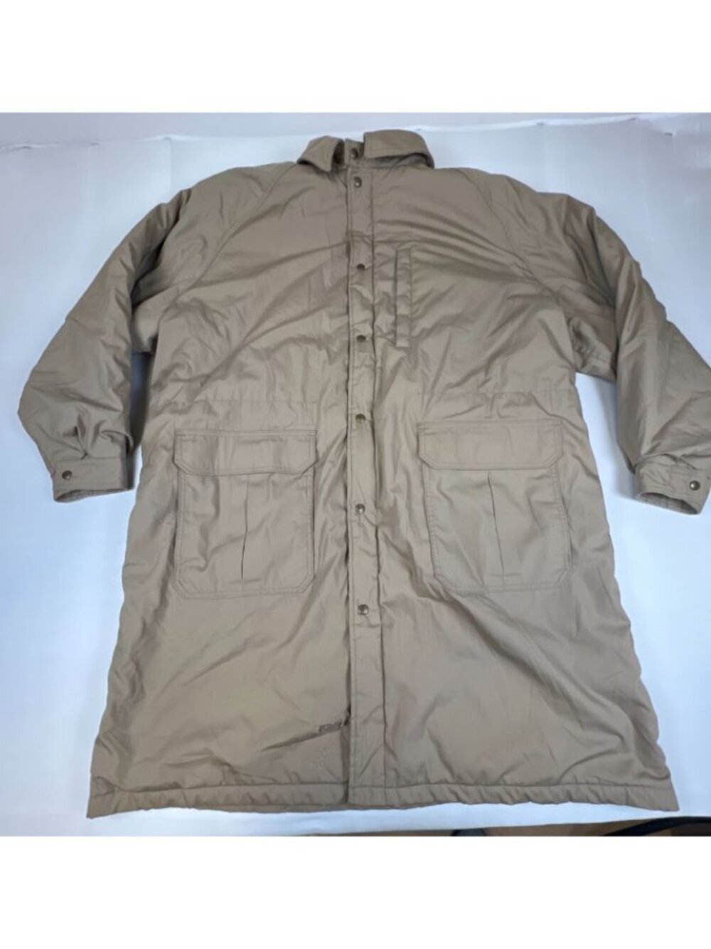 L.L. Bean Men XXL Tall Heavy vintage Jacket Tan Insulated Hooded Coat Work